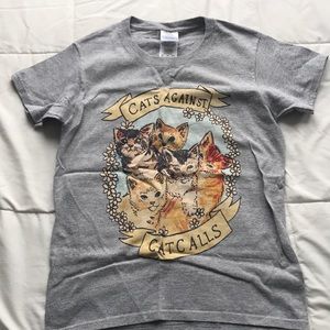 “Cats Against Cat Calls” Gray Feminist T-Shirt